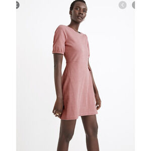 Madewell Crosshatch Puff Sleeve Faux Wrap Mini Dress Women's Size XS Side Tie
